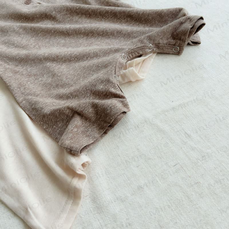 Baby Linen Look Henley Romper - image 5