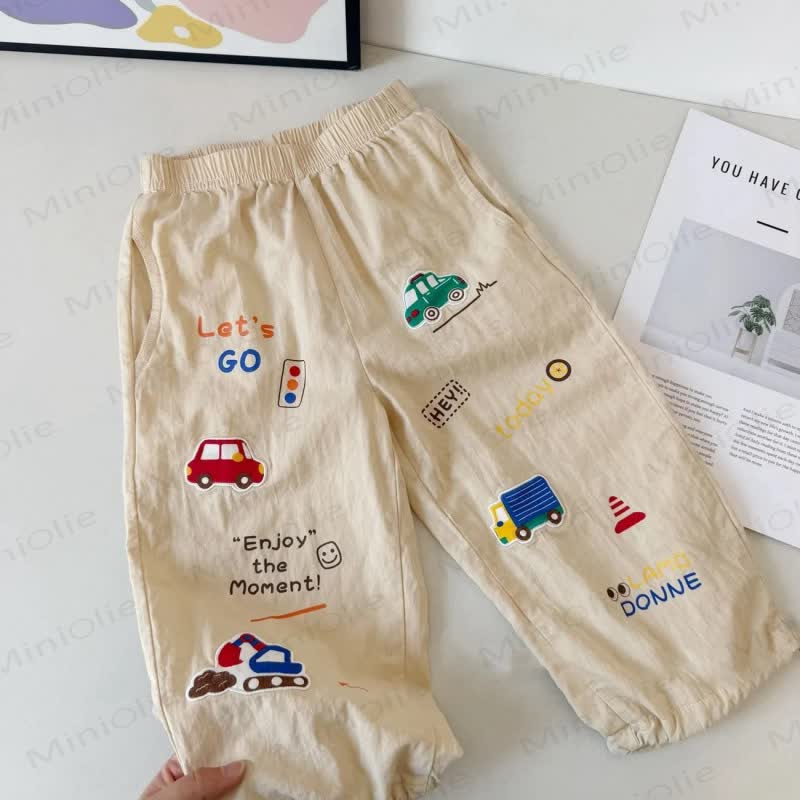 Toddler Boys Cotton Traffic Print Jogger Pants - Beige - 6-7T - image 2
