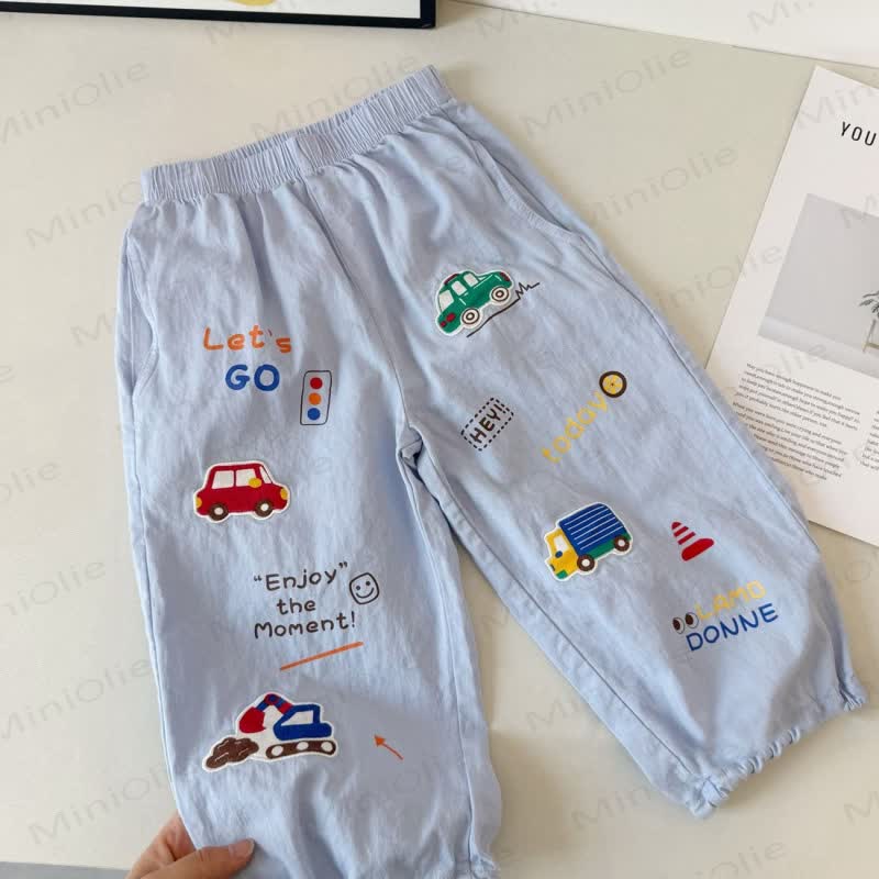 Toddler Boys Cotton Traffic Print Jogger Pants - Blue - 6-7T - image 3