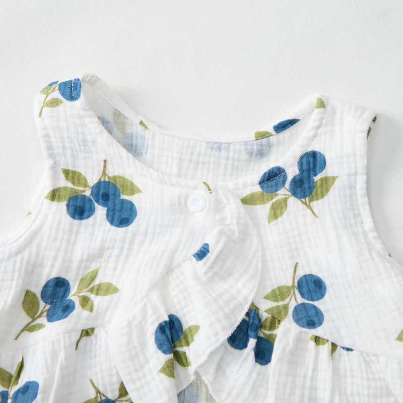 Baby Toddler Girl White Blurberry Pattern 2-piece Sleeveless Set - image 3