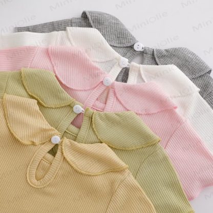 Baby Toddler Girl Solid Color Ribbed Peter Pan Collar T-Shirt - image 12