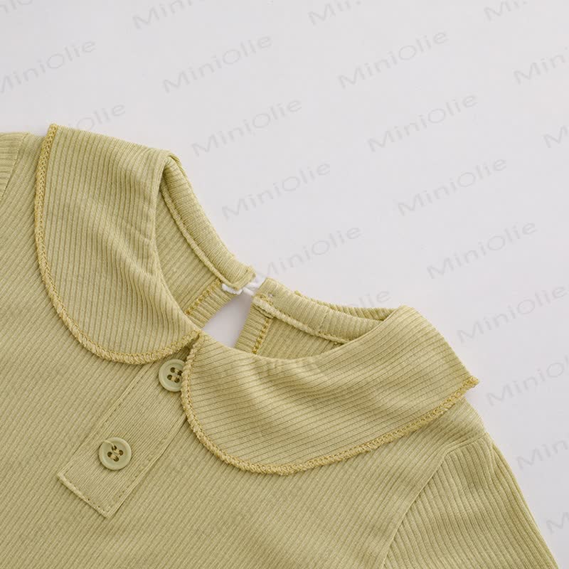 Baby Toddler Girl Solid Color Ribbed Peter Pan Collar T-Shirt - image 9