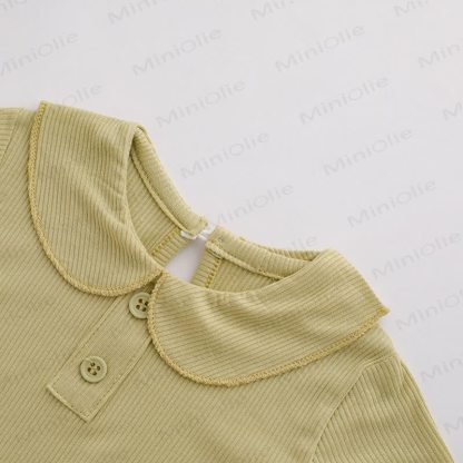 Baby Toddler Girl Solid Color Ribbed Peter Pan Collar T-Shirt - image 9