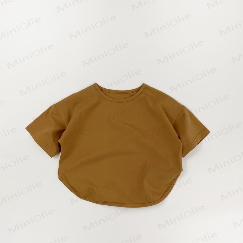 Toddler Girl Solid Color Casual T-Shirt - Brown - 6-7.5T - image 3