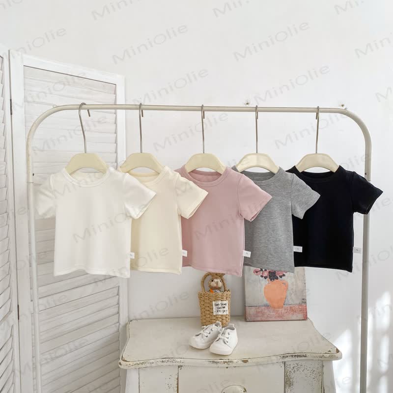 Toddler Baby Solid Color Soft Crew Neck T-Shirt - image 7
