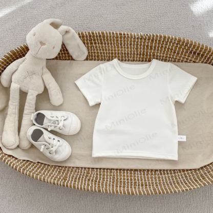 Toddler Baby Solid Color Soft Crew Neck T-Shirt - White - 4-5T - image 2