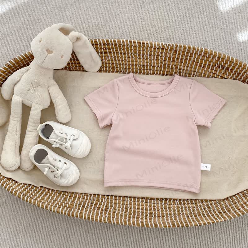 Toddler Baby Solid Color Soft Crew Neck T-Shirt - Pink - 4-5T - image 3