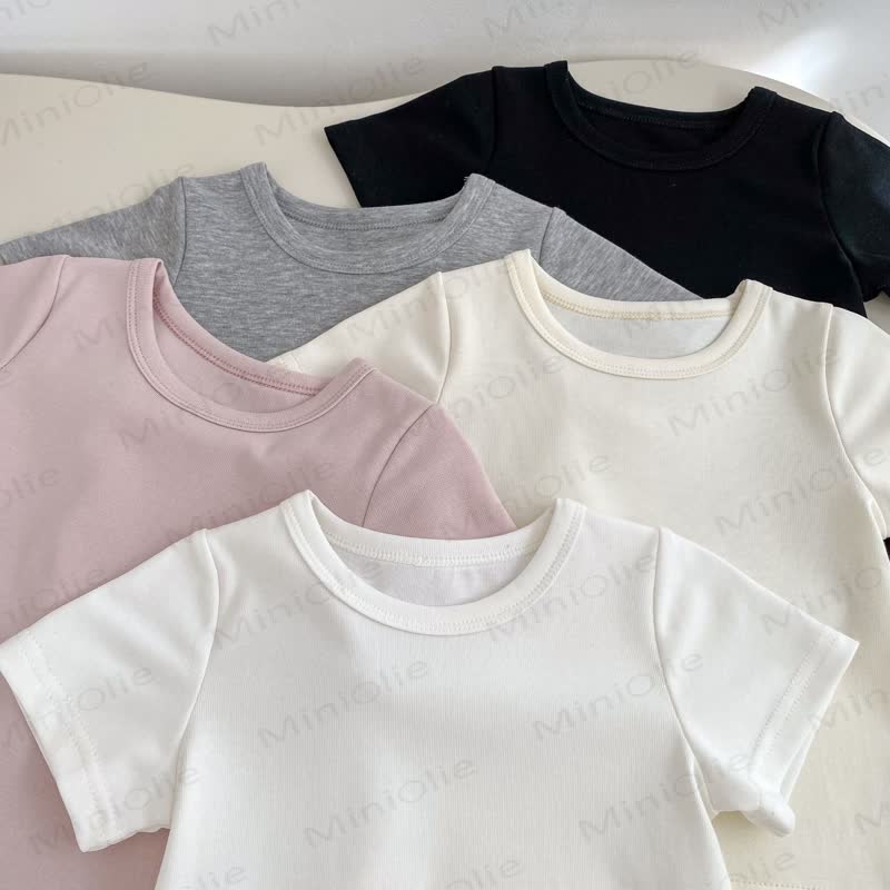 Toddler Baby Solid Color Soft Crew Neck T-Shirt - image 8