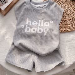 Baby Toddler Waffle Knit Lounge Tee and Short 2-piece Set - image 2