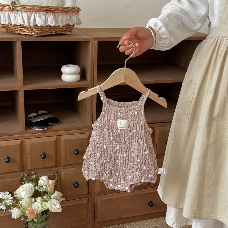Baby Girl Sleeveless Strappy Cotton Bodysuit - Khaki - 18-24M - image 4