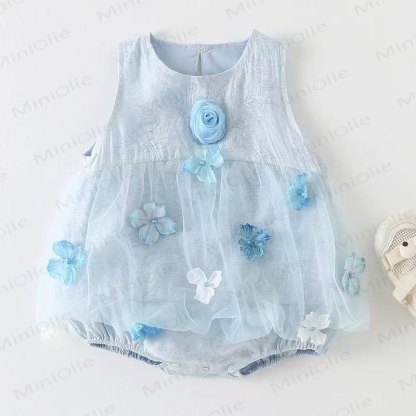 Baby Floral Tulle Party Bodysuit - Blue - 18-24M - image 5