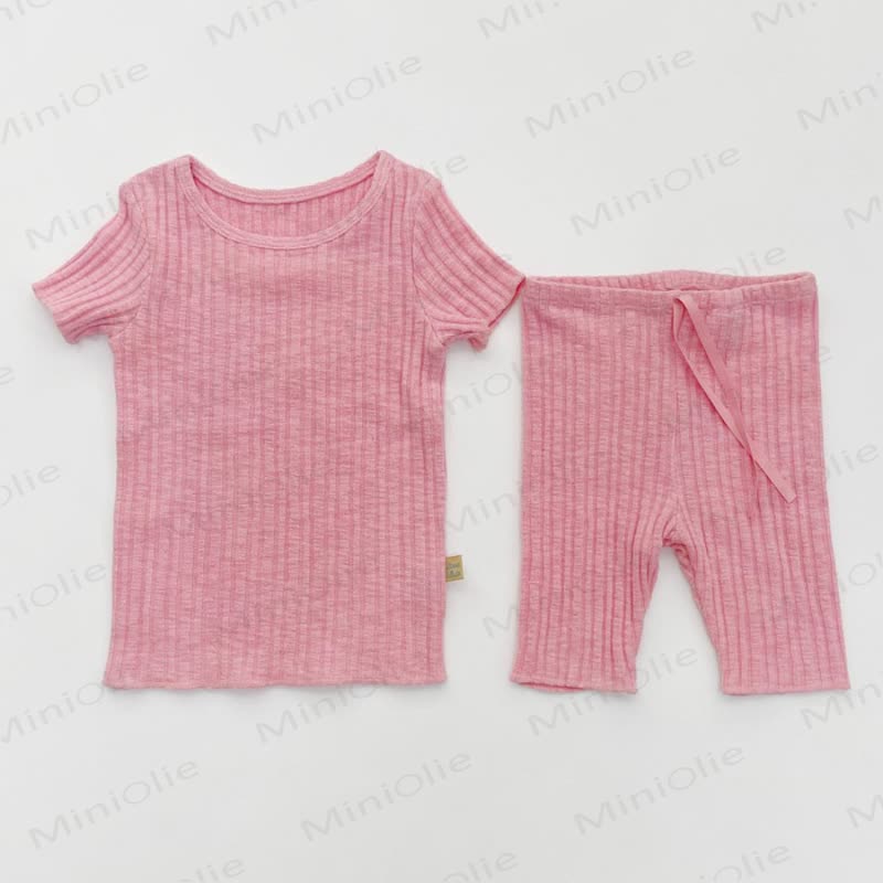 Baby Toddler Ribbed Cotton Lounge Top and Pants 2-piece Set - Pink - 4-5T - image 3