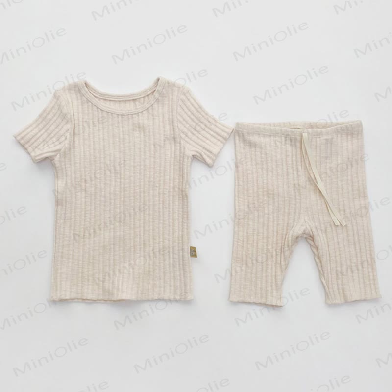 Baby Toddler Ribbed Cotton Lounge Top and Pants 2-piece Set - Apricot - 4-5T - image 4