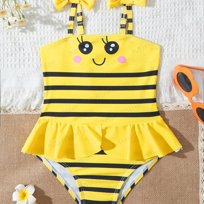 Toddler Girls Ruffle Swim Bodysuit - Yellow Bee - 4-5T - image 20