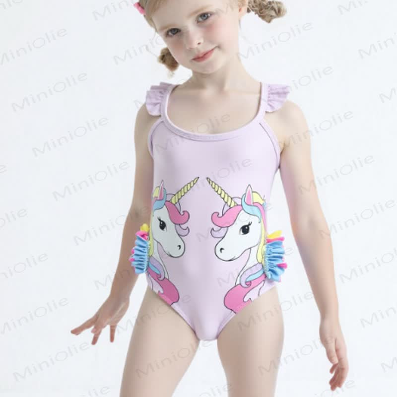 Toddler Girls Ruffle Swim Bodysuit - Pink Unicorn - 4-5T - image 22