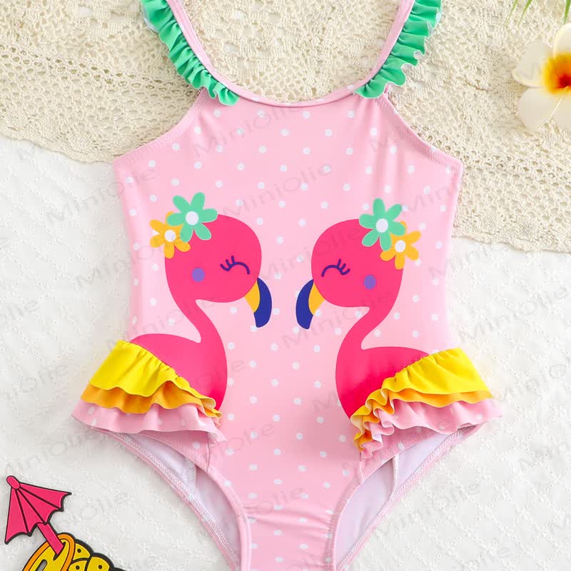 Toddler Girls Ruffle Swim Bodysuit - Light Pink Flamingo - 4-5T - image 24