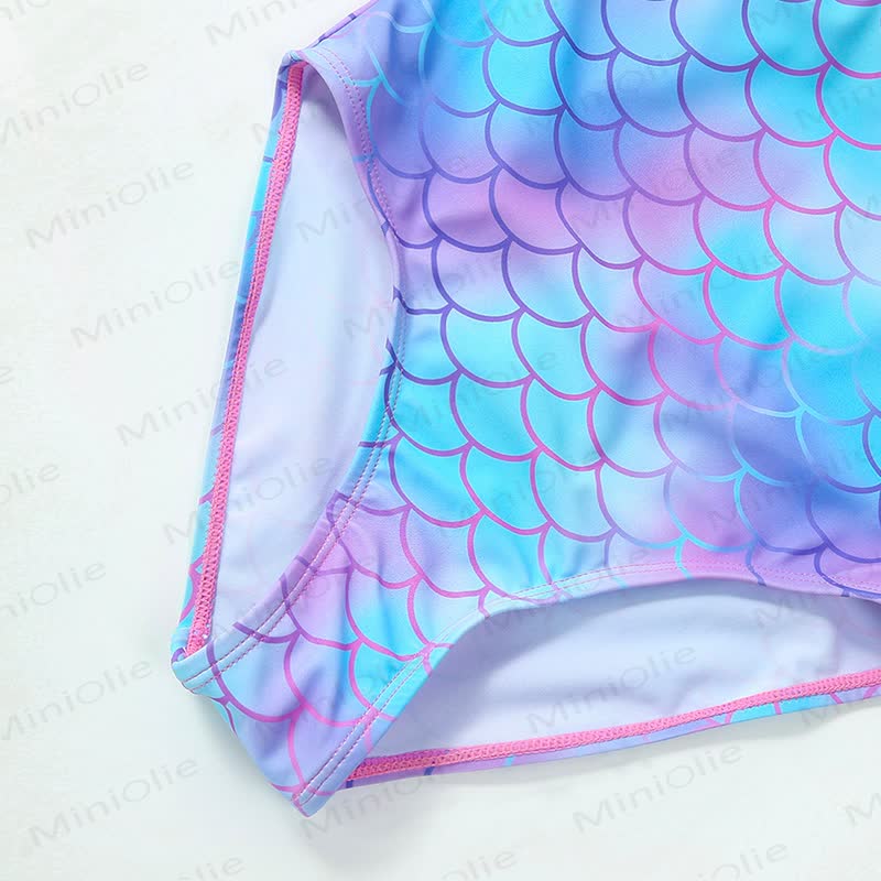 Toddler Kid Girls Mermaid Scale Ruffle Bodysuit Swimwear - image 4