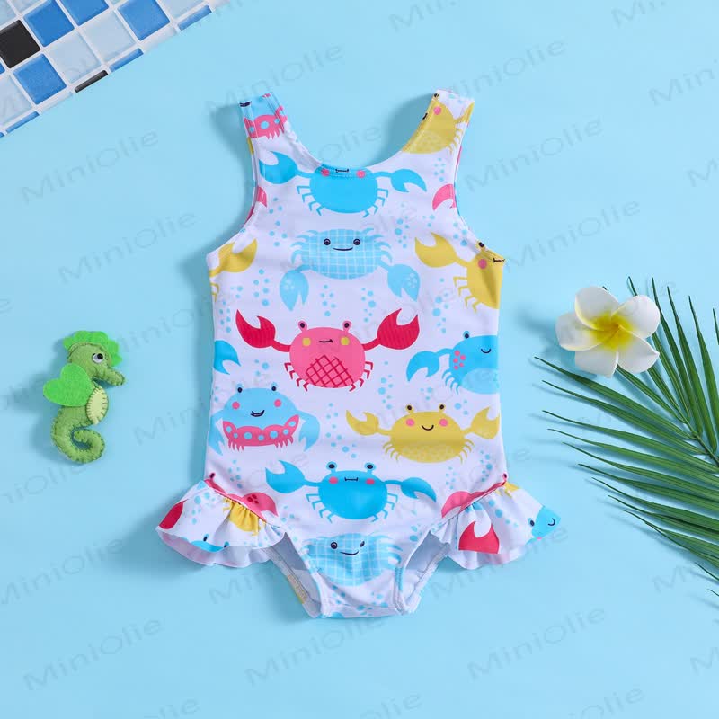 Baby Toddler Girls Sleeveless One Piece Ruffle Swim Bodysuit - White - 4-5T - image 3