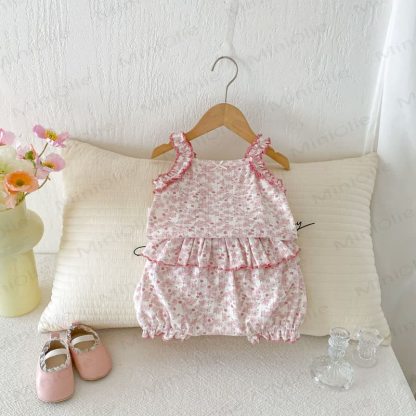 Baby Floral Pink Sleeveless Set - image 2