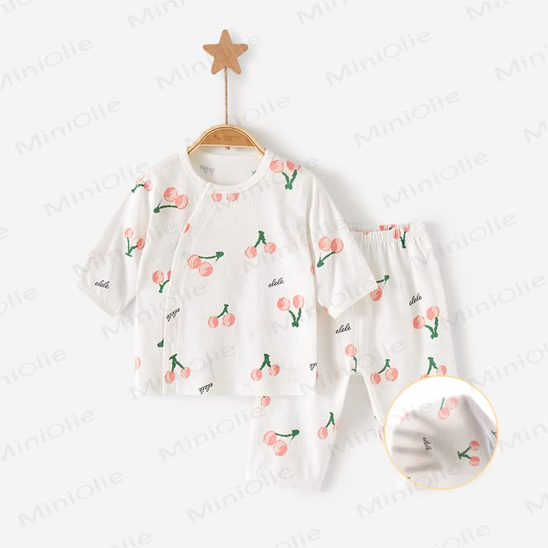 Baby Floral Print Short-Sleeve Set - White Cherry - 2-3T - image 2