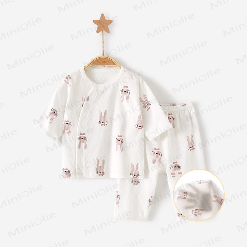 Baby Floral Print Short-Sleeve Set - Pink Rabbit - 2-3T - image 4