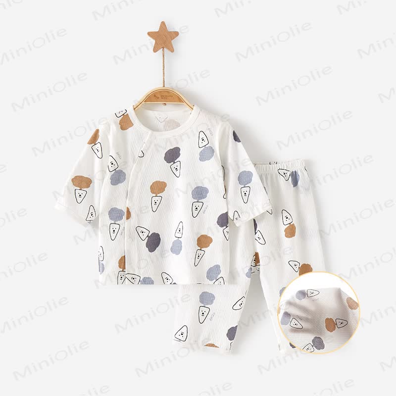 Baby Floral Print Short-Sleeve Set - White carrot - 2-3T - image 6