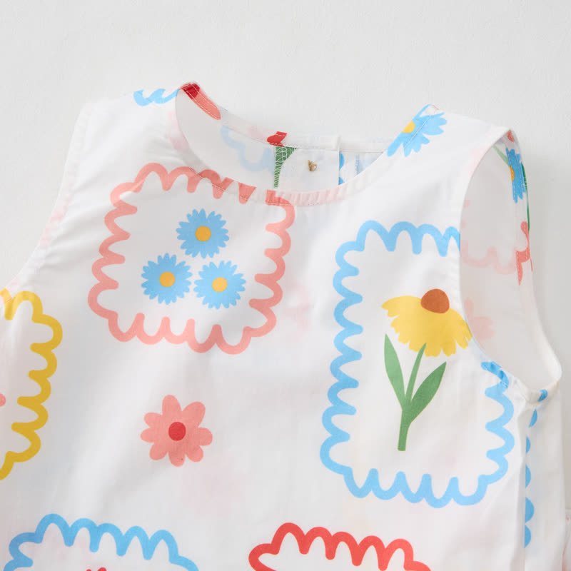 Baby Toddler Girl White Floral Print Sleeveless Set - image 4