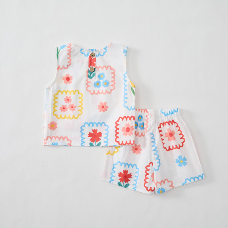 Baby Toddler Girl White Floral Print Sleeveless Set - image 3