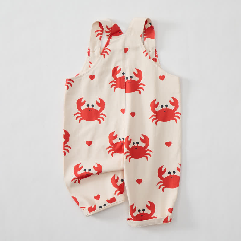 Baby Toddler Beige Crab Print Overalls - image 3