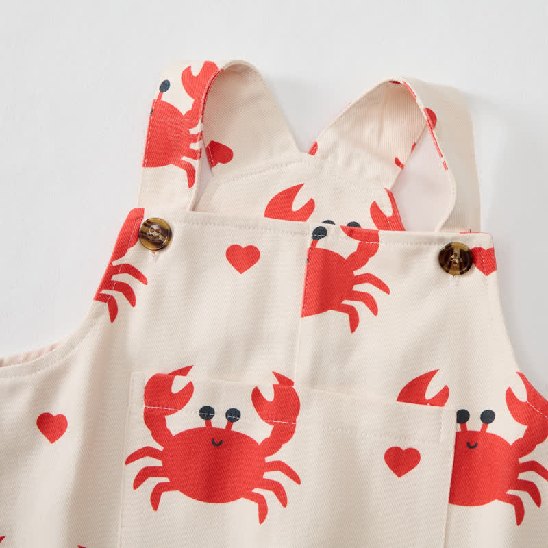 Baby Toddler Beige Crab Print Overalls - image 4