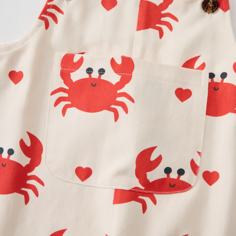 Baby Toddler Beige Crab Print Overalls - image 5