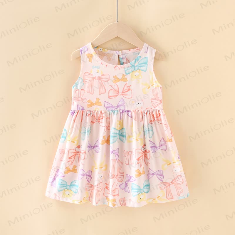 Toddler Girl Floral/Animal Print Summer Dress - Pink Bow - 10-11T - image 4
