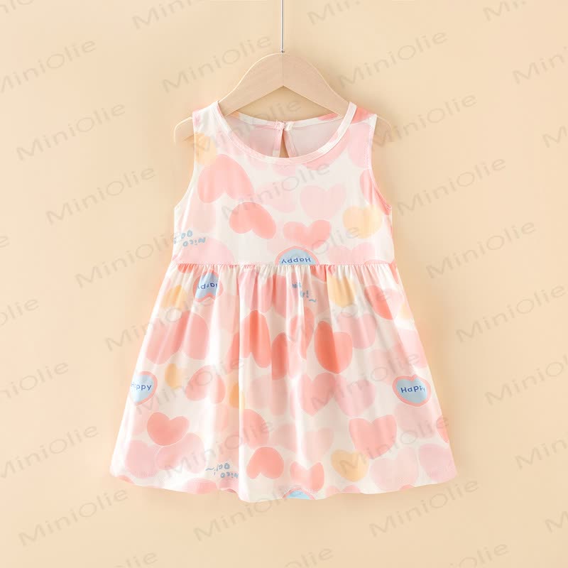 Toddler Girl Floral/Animal Print Summer Dress - Pink Heart - 10-11T - image 5
