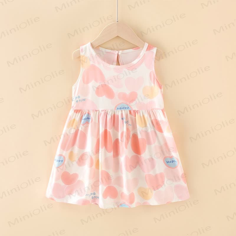 Toddler Girl Floral/Animal Print Summer Dress - Pink Heart - 10-11T - image 5
