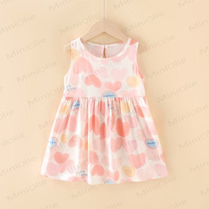 Toddler Girl Floral/Animal Print Summer Dress - Pink Heart - 10-11T - image 5