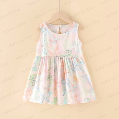 Toddler Girl Floral/Animal Print Summer Dress - Pink&Blue Bow - 10-11T - image 6