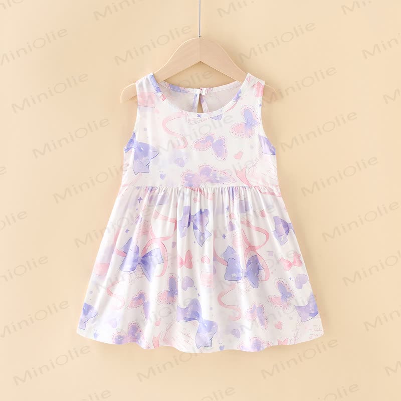 Toddler Girl Floral/Animal Print Summer Dress - Purple Bow - 10-11T - image 7