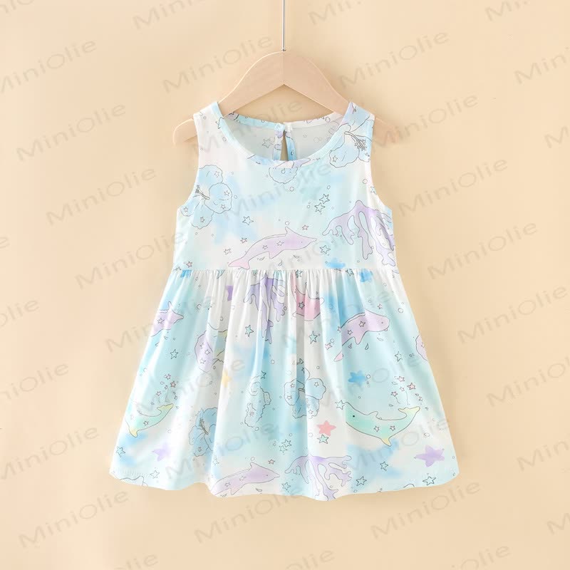 Toddler Girl Floral/Animal Print Summer Dress - Blue Dolphin - 10-11T - image 11