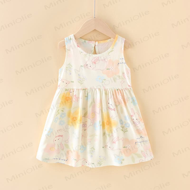 Toddler Girl Floral/Animal Print Summer Dress - White Rabbit - 10-11T - image 12