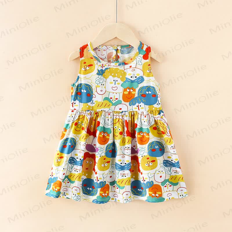 Toddler Girl Floral/Animal Print Summer Dress - White Smiley Face - 10-11T - image 14