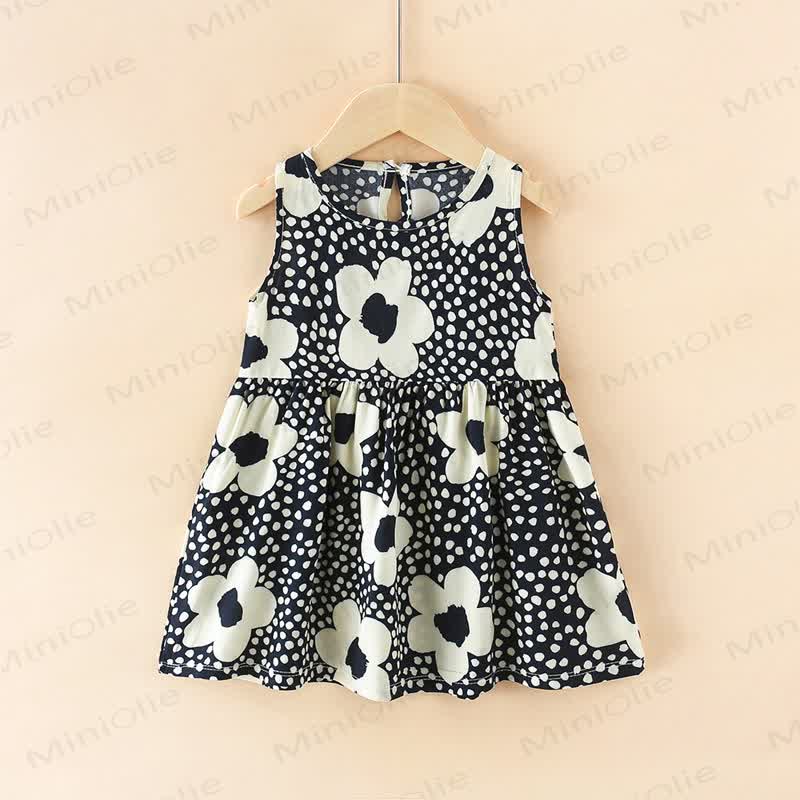 Toddler Girl Floral/Animal Print Summer Dress - Black Flowers - 10-11T - image 15