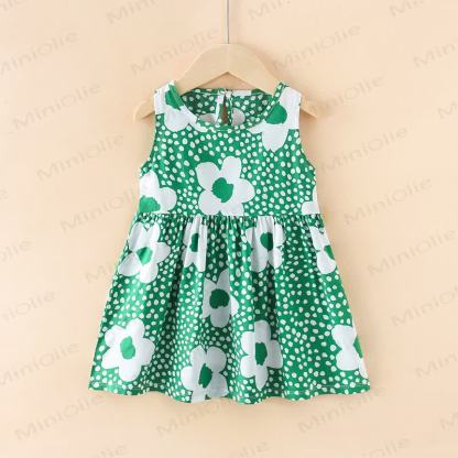 Toddler Girl Floral/Animal Print Summer Dress - Green Flowers - 10-11T - image 16