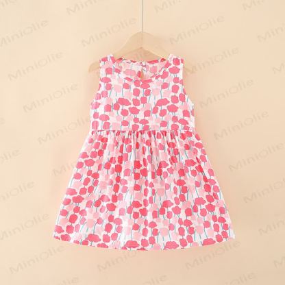 Toddler Girl Floral/Animal Print Summer Dress - Pink Flowers - 10-11T - image 31