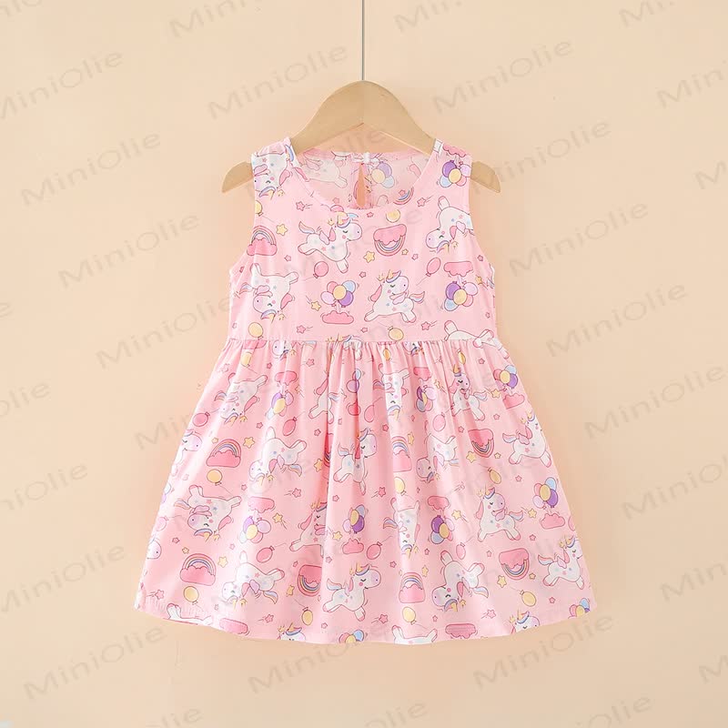 Toddler Girl Floral/Animal Print Summer Dress - Pink Horse - 10-11T - image 33