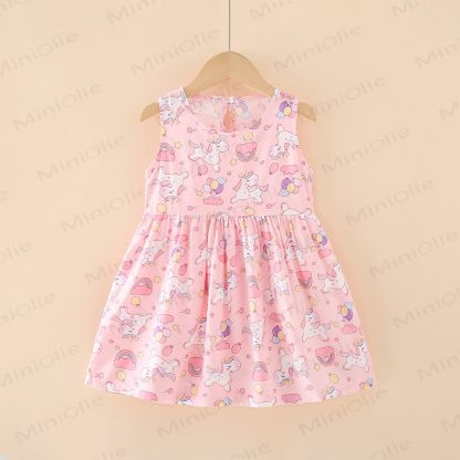 Toddler Girl Floral/Animal Print Summer Dress - Pink Horse - 10-11T - image 33