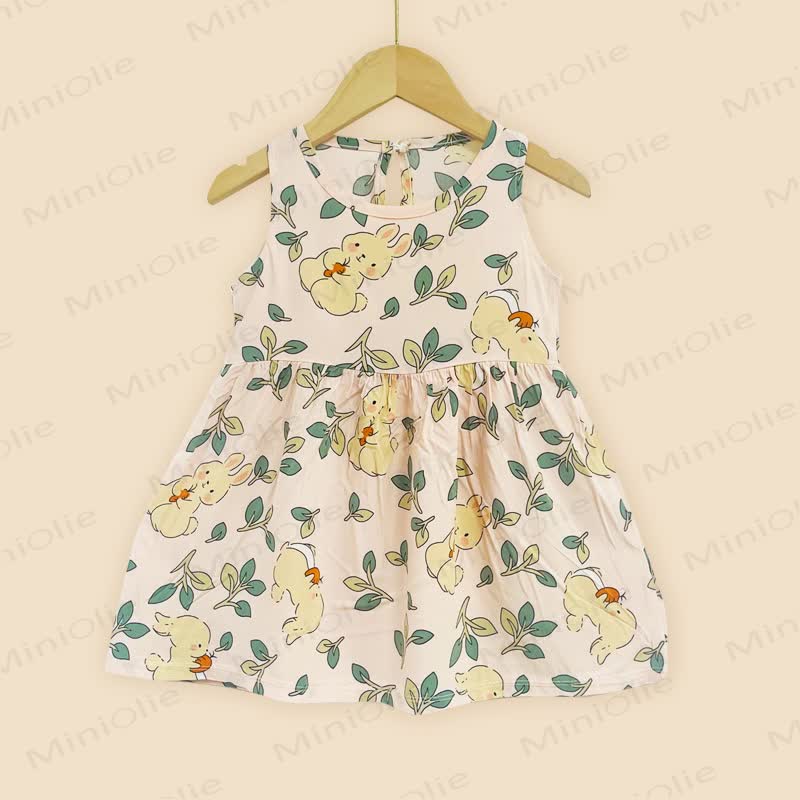 Toddler Girl Floral/Animal Print Summer Dress - Yellow Rabbit - 10-11T - image 34