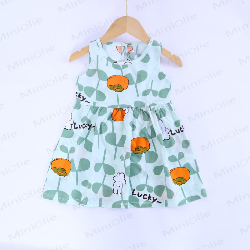 Toddler Girl Floral/Animal Print Summer Dress - Green Pumpkin - 10-11T - image 36