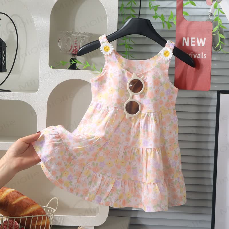 Toddler Girl Floral Tiered Dress - Orange - 10-11T - image 2