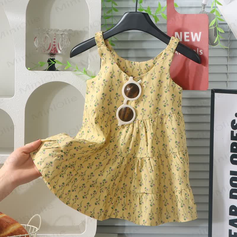 Toddler Girl Floral Tiered Dress - Yellow - 10-11T - image 3