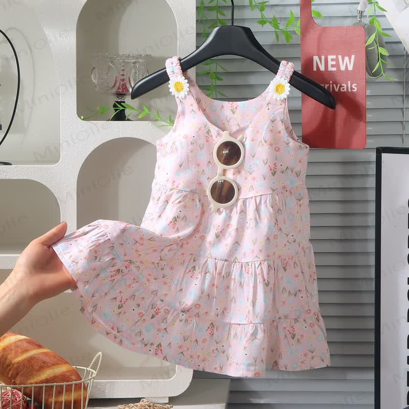 Toddler Girl Floral Tiered Dress - Pink - 10-11T - image 5